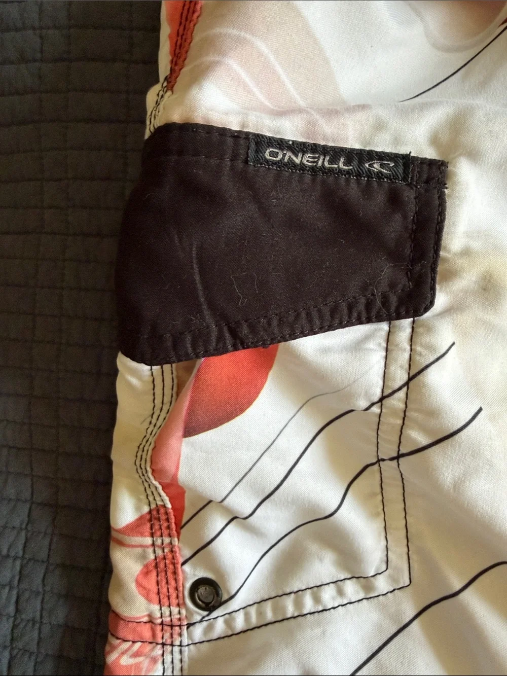 O'Neill  Beer PrintWhite & Red Graphic Men's Board Shorts with BOTTLE OPENER!